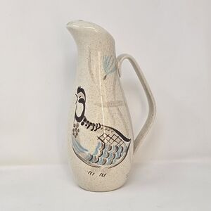 Vtg Red wing pottery bob white quail water pitcher jug stone ware farmhouse